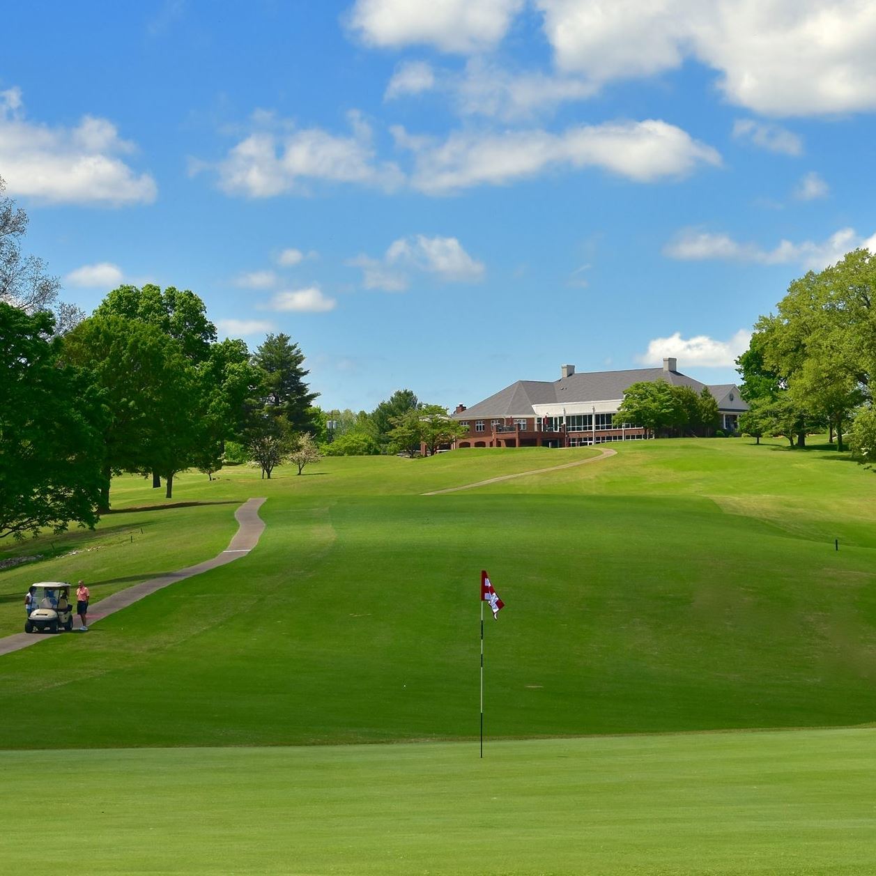 Clarksville Country Club Clarksville TN - Panoramic fairway view hole 12 with strategic bunkers and mature trees