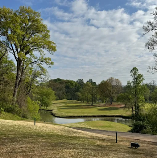Egwani Farms Golf Course Knoxville TN - Panoramic fairway view hole 12 with strategic bunkers and mature trees