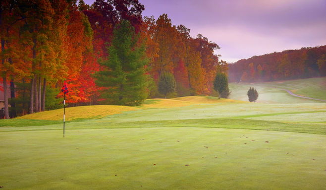 Heatherhurst Crag Golf Course Fairfield Glade, TN - Championship 18-hole golf course fairway with manicured Bermuda grass designed by Gary Rogers Baird, Tennessee semi-private golf course