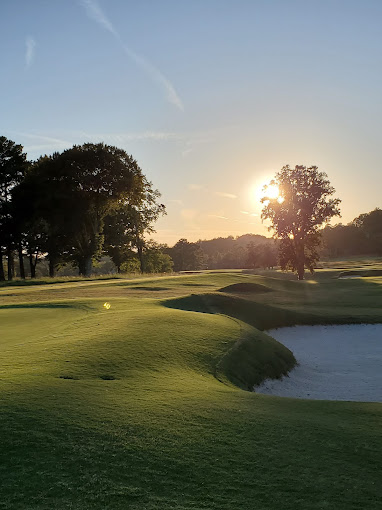 Holston Hills Country Club Knoxville TN - Panoramic fairway view hole 12 with strategic bunkers and mature trees
