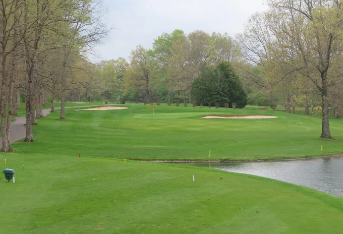 Lake Tansi Golf Course Crossville TN - Panoramic fairway view hole 12 with strategic bunkers and mature trees