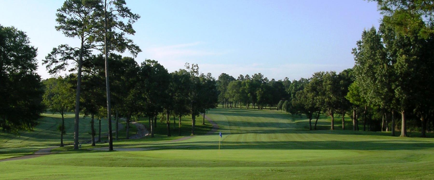 Pickwick Landing State Park Golf Course Counce TN - Panoramic fairway view hole 12 with strategic bunkers and mature trees