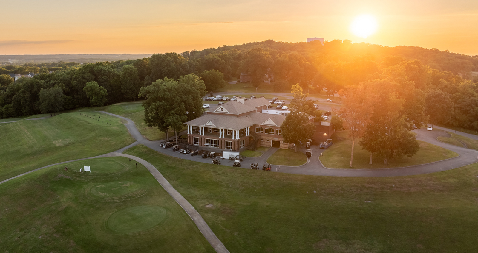 The Club at Five Oaks Lebanon TN - Panoramic fairway view hole 12 with strategic bunkers and mature trees