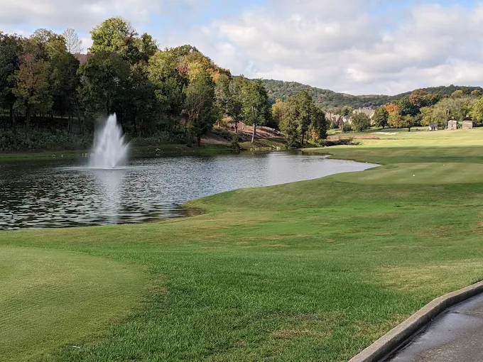 The Governors Club Brentwood TN - Panoramic fairway view hole 12 with strategic bunkers and mature trees