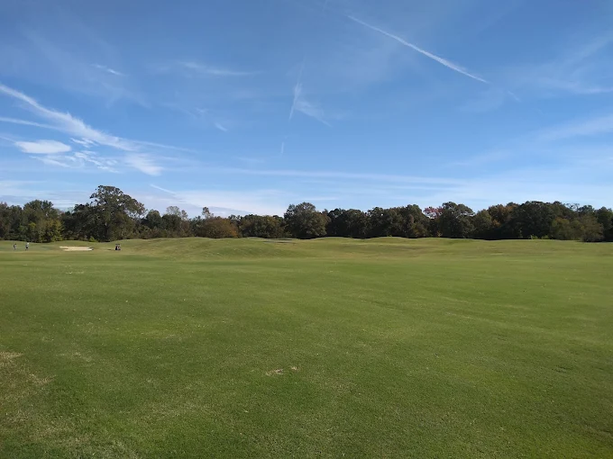 The Links at Whitehaven Memphis TN - Panoramic fairway view hole 12 with strategic bunkers and mature trees